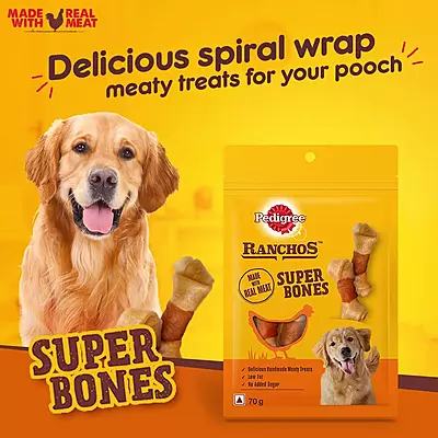 Pedigree RANCHOS Super Bones – Chicken & Milky Flavor (70 g Treats)