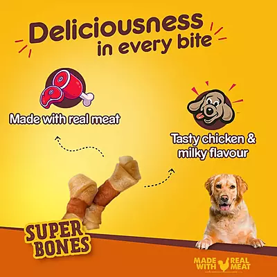 Pedigree RANCHOS Super Bones – Chicken & Milky Flavor (70 g Treats)