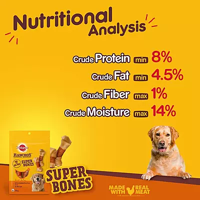 Pedigree RANCHOS Super Bones – Chicken & Milky Flavor (70 g Treats)