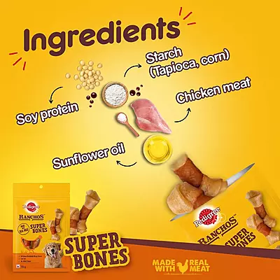 Pedigree RANCHOS Super Bones – Chicken & Milky Flavor (70 g Treats)