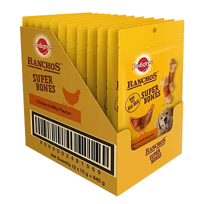 Pedigree RANCHOS Super Bones – Chicken & Milky Flavor (70 g Treats)