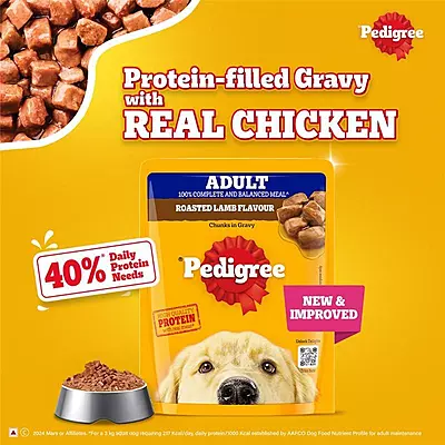 Pedigree Adult Wet Dog Food โ Roasted Lamb Flavor Chunks in Gravy 70g Pedigree Adult Wet Dog Food โ Roasted Lamb Flavor Chunks in Gravy 70g