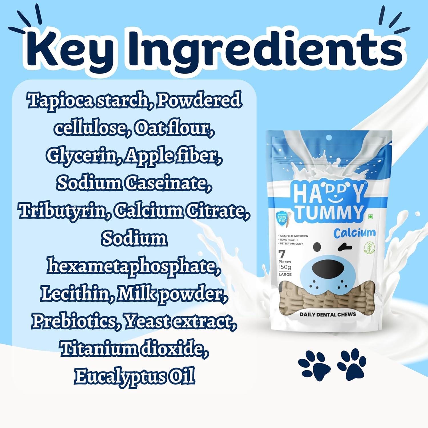 Happy Tummy Large Calcium Bone Treat โ 7 pcs Pack for Medium & Large Dogs Happy Tummy Large Calcium Bone Treat โ 7 pcs Pack for Medium & Large Dogs
