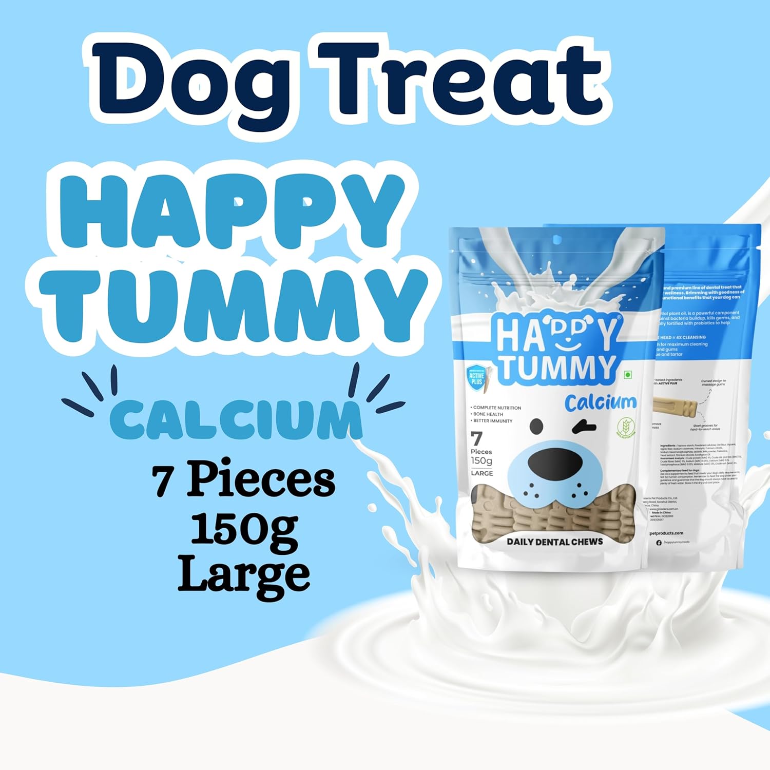 Happy Tummy Large Calcium Bone Treat โ 7 pcs Pack for Medium & Large Dogs Happy Tummy Large Calcium Bone Treat โ 7 pcs Pack for Medium & Large Dogs