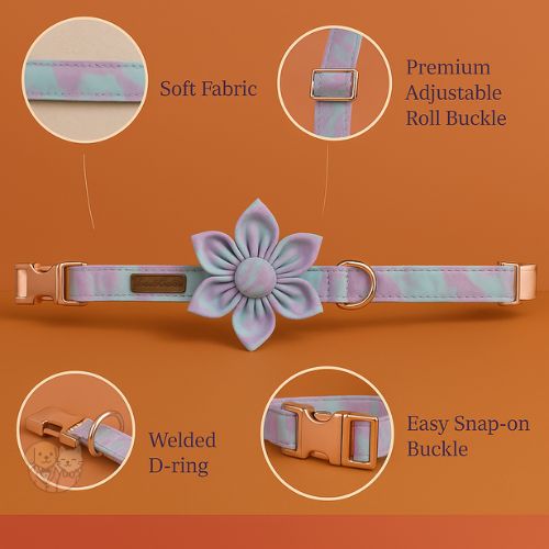 Adjustable Pet Collar with Satin Flower Design – Stylish & Comfortable