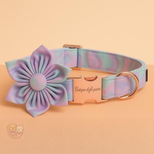 Adjustable Pet Collar with Satin Flower Design – Stylish & Comfortable