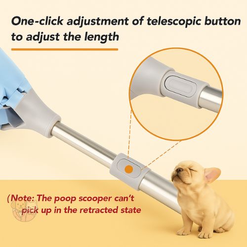 Adjustable Size Poop Scooper | Long Handle Waste Collector for Dogs, Cats & Pets