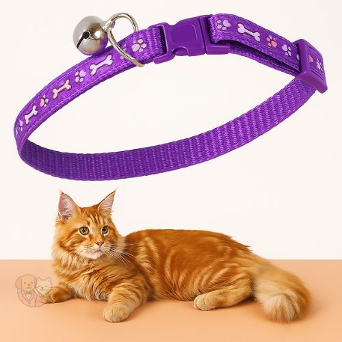Bone Print Adjustable Pet Collar with Bell โ For Dogs & Cats Bone Print Adjustable Pet Collar with Bell โ For Dogs & Cats