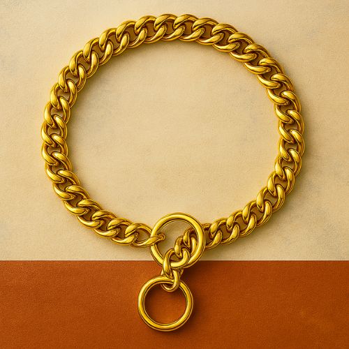 Brass Choke Chain Collar โ Heavy-Duty, Diamond-Cut, Gold Finish for Large Breed Dogs Brass Choke Chain Collar โ Heavy-Duty, Diamond-Cut, Gold Finish for Large Breed Dogs