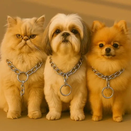 Chrome Plated Training Choke Chain Collar – Dog Neck Collar Belt