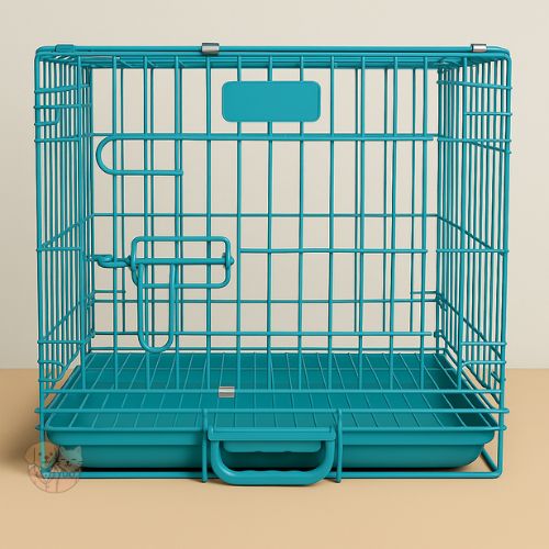 Dog Cage โ Heavy Duty Iron Powder Coated Foldable Crate with Dual Doors (Blue) Dog Cage โ Heavy Duty Iron Powder Coated Foldable Crate with Dual Doors (Blue)