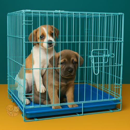 Dog Cage โ Heavy Duty Iron Powder Coated Foldable Crate with Dual Doors (Blue) Dog Cage โ Heavy Duty Iron Powder Coated Foldable Crate with Dual Doors (Blue)
