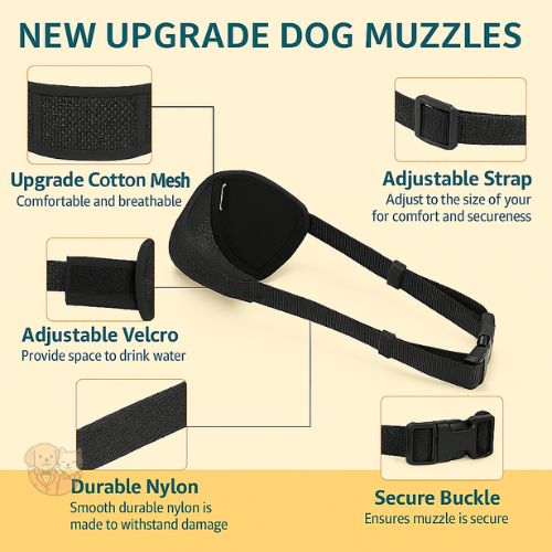 Dog Muzzle for Small, Medium & Large Dogs โ Soft, Breathable & Adjustable Dog Muzzle for Small, Medium & Large Dogs โ Soft, Breathable & Adjustable