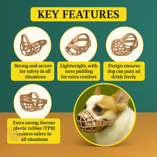 Dogs Mouth Cover Muzzles | Anti-Biting Soft Plastic Dog Muzzle with Adjustable Strap