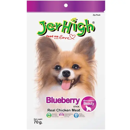 JerHigh Blueberry Sticks – Real Chicken & Blueberry Dog Treats, 70g