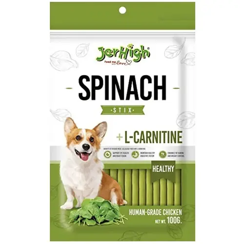 JerHigh Spinach Sticks – Real Chicken & Blueberry Dog Treats, 70g