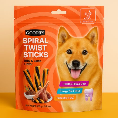 Goodies BBQ & Lamb Spiral Twist Stick โ 450โฏg Dog Treat Goodies BBQ & Lamb Spiral Twist Stick โ 450โฏg Dog Treat