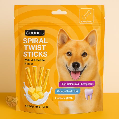 Goodies Milk & Cheese Spiral Twist Stick – 450 g Dog Treat