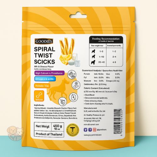 Goodies Milk & Cheese Spiral Twist Stick – 450 g Dog Treat