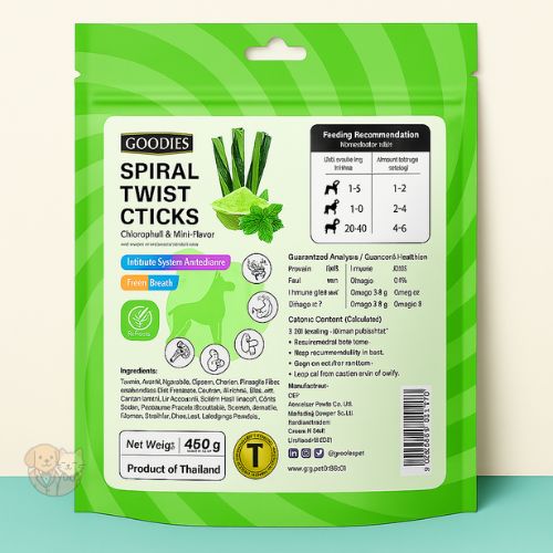 Goodies Spiral Twist Dog Treats โ Chlorophyll & Mint, 450g Goodies Spiral Twist Dog Treats โ Chlorophyll & Mint, 450g