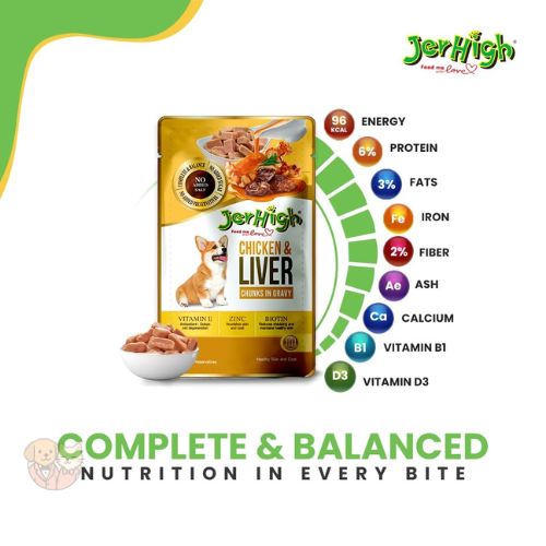 JerHigh Roasted Duck in Gravy – Wet Dog Food Pouch (120g)