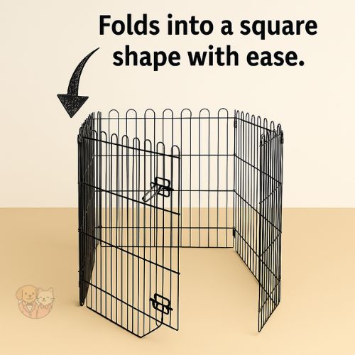 Folding Metal Exercise Play Pen โ Foldable Pet Playpen with Single Door Cage Folding Metal Exercise Play Pen โ Foldable Pet Playpen with Single Door Cage