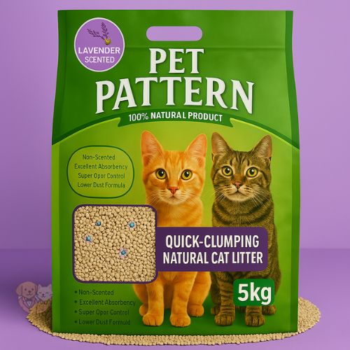 Pet Pattern Cat Litter – Lavender Scented Clumping, 5 Kg