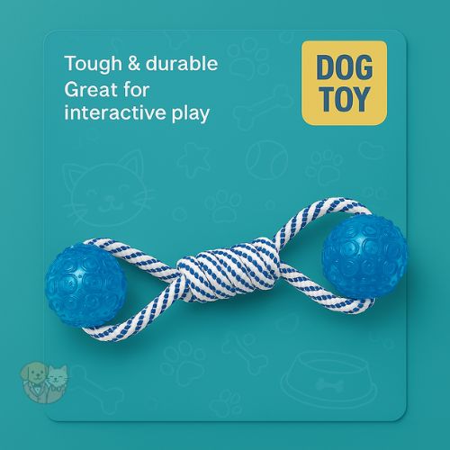 Rope Toy with 2 Plastic Balls – Tug & Chew Toy for Dogs and Puppies