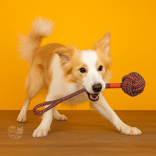 Rope Toy with Small Ball & Handle – Chew & Tug Toy for Puppies and Small Dogs