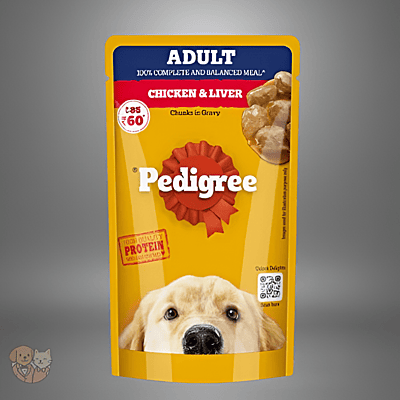 Pedigree Chicken & Liver Chunks in Gravy for Adult Dogs โ 130 g Pedigree Chicken & Liver Chunks in Gravy for Adult Dogs โ 130 g