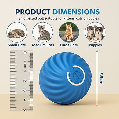 Smart LED Rolling Bouncing Ball โ Rechargeable Interactive Toy for Cats & SmallโMedium Dogs (2.2โณ) Smart LED Rolling Bouncing Ball โ Rechargeable Interactive Toy for Cats & SmallโMedium Dogs (2.2โณ)
