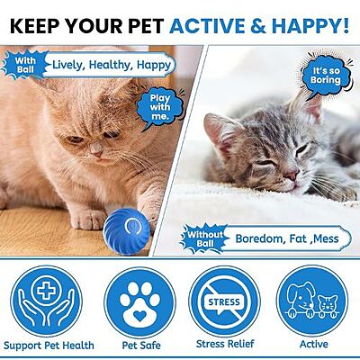 Smart LED Rolling Bouncing Ball โ Rechargeable Interactive Toy for Cats & SmallโMedium Dogs (2.2โณ) Smart LED Rolling Bouncing Ball โ Rechargeable Interactive Toy for Cats & SmallโMedium Dogs (2.2โณ)