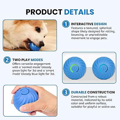 Smart LED Rolling Bouncing Ball โ Rechargeable Interactive Toy for Cats & SmallโMedium Dogs (2.2โณ) Smart LED Rolling Bouncing Ball โ Rechargeable Interactive Toy for Cats & SmallโMedium Dogs (2.2โณ)