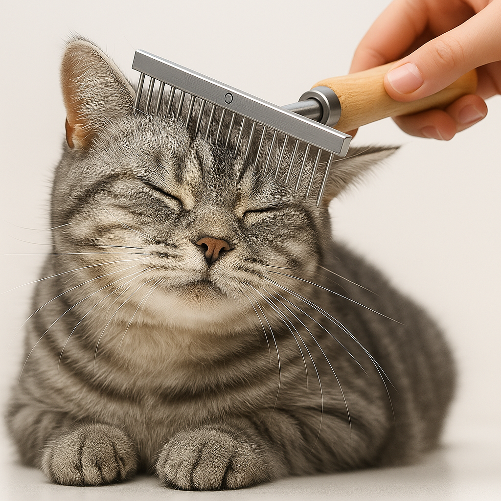 T Shaped Pet Comb Wooden Handle