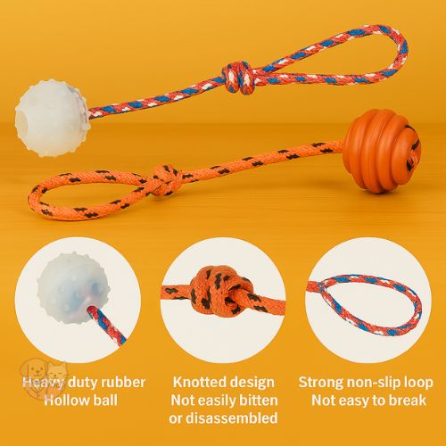 Tug Ball on Solid Rope – Durable Play Toy for Small & Medium Dogs