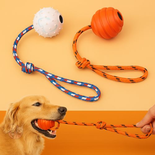 Tug Ball on Solid Rope – Durable Play Toy for Small & Medium Dogs